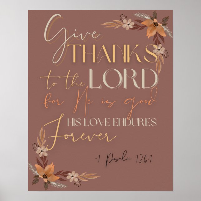 Erntedank Scripture Wall Art-1 Psalm 136:1 Poster (Vorne)