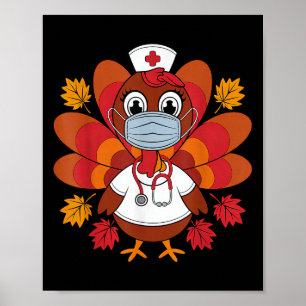 Erntedank Scrub Tops Frauen Türkei Krankenschweste Poster