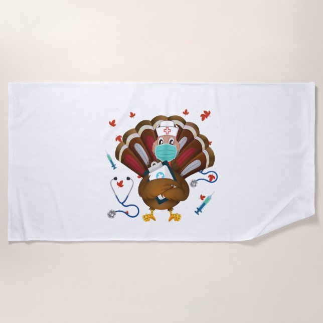 Erntedank Scrub Tops Frauen Türkei Krankenschweste Strandtuch (Vorderseite)