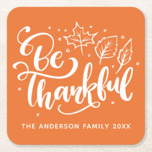 Erntedank sei dankbar Script Harvest Orange Rechteckiger Pappuntersetzer