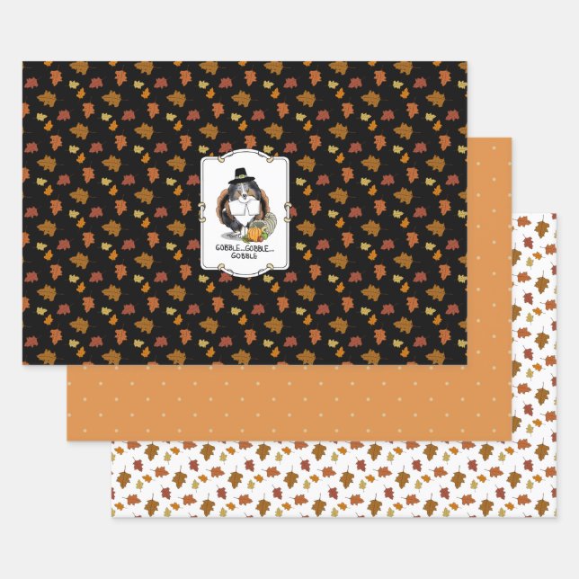 Erntedank Shetland Sheepdog (blauer Merle) Funny Geschenkpapier Set (Set)