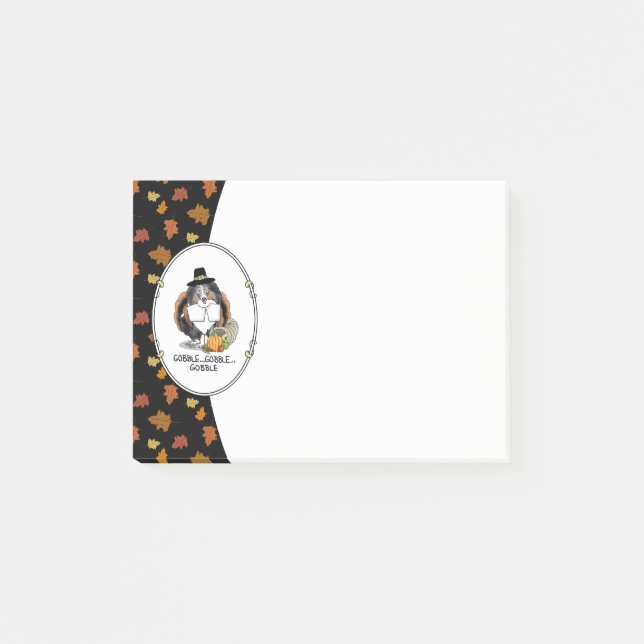 Erntedank Shetland Sheepdog (blauer Merle) Funny Post-it Klebezettel (Vorderseite)