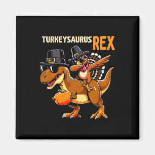 Erntedank Shirt für Kinder Turkeysaurus Rex Dinos Magnet