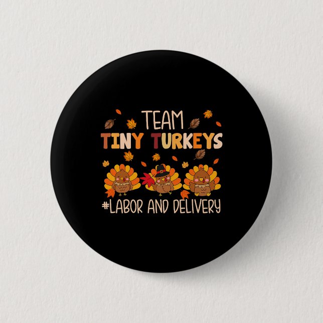 Erntedank-Shirts Lustige Truthahn-Krankenschwester Button (Vorderseite)