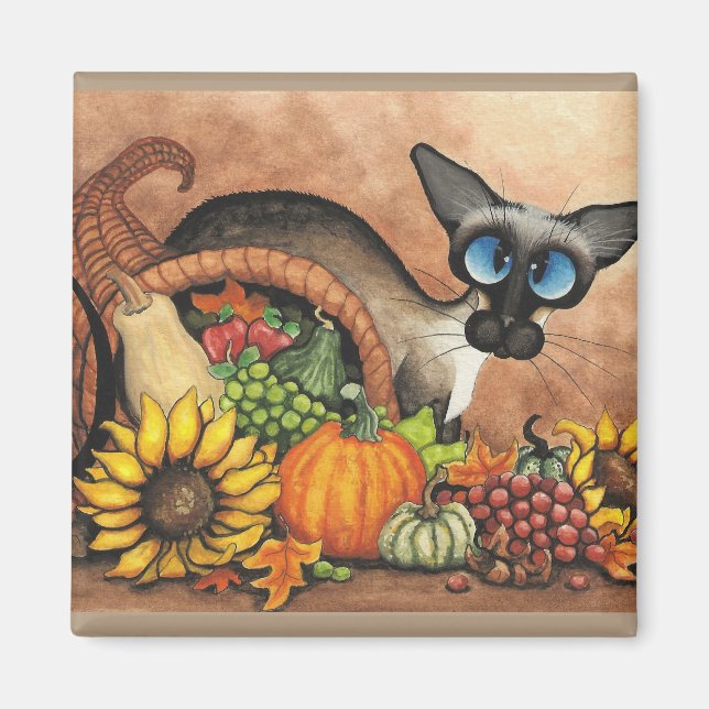 Erntedank Siamese Cat von Bihrle Magnet (Vorne)