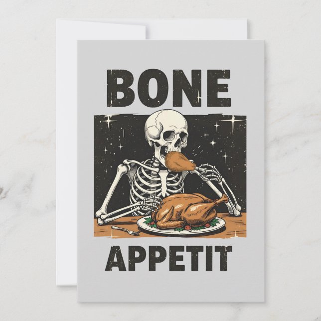 Erntedank Skeleton Knochenmark Appetit Feiertagskarte (Vorderseite)