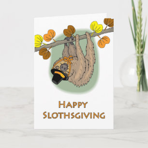 Erntedank Sloth, glücklich Slothsgiving Karte