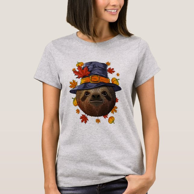Erntedank Sloth Pilgrim Kostüm Herbst Herbst  T-Shirt (Vorderseite)