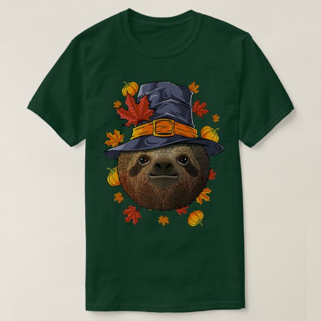 Erntedank Sloth Pilgrim Kostüm Herbst Herbst T-Shirt (Design vorne)
