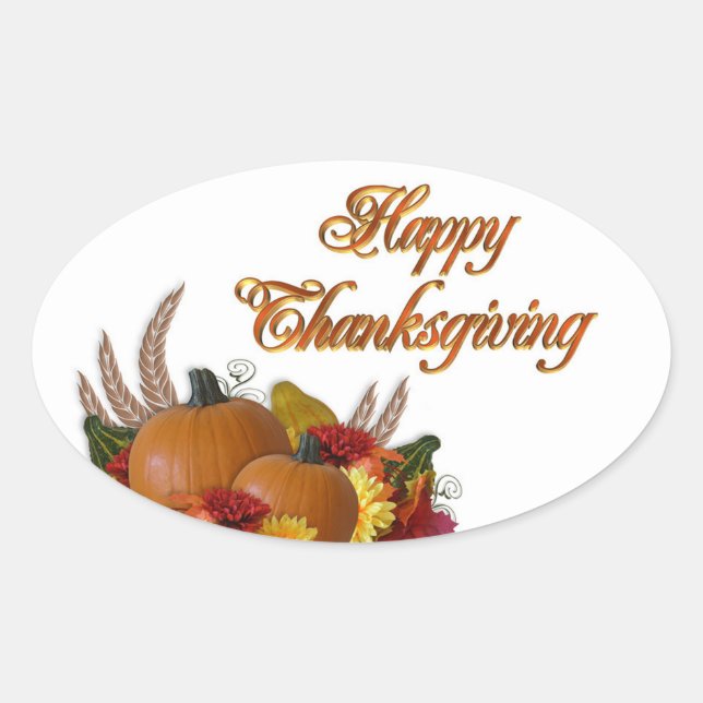 Erntedank-Stickers/Pumpkins Ovaler Aufkleber (Vorderseite)