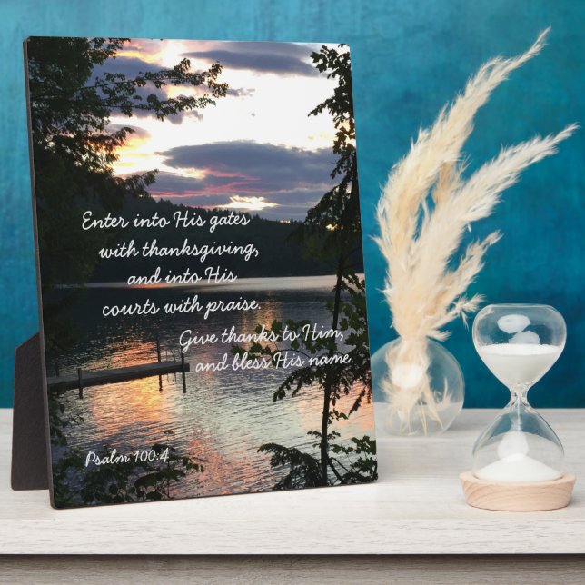 Erntedank Sunrise Psalm 100:4 Foto Squam Lake Fotoplatte (Seite)