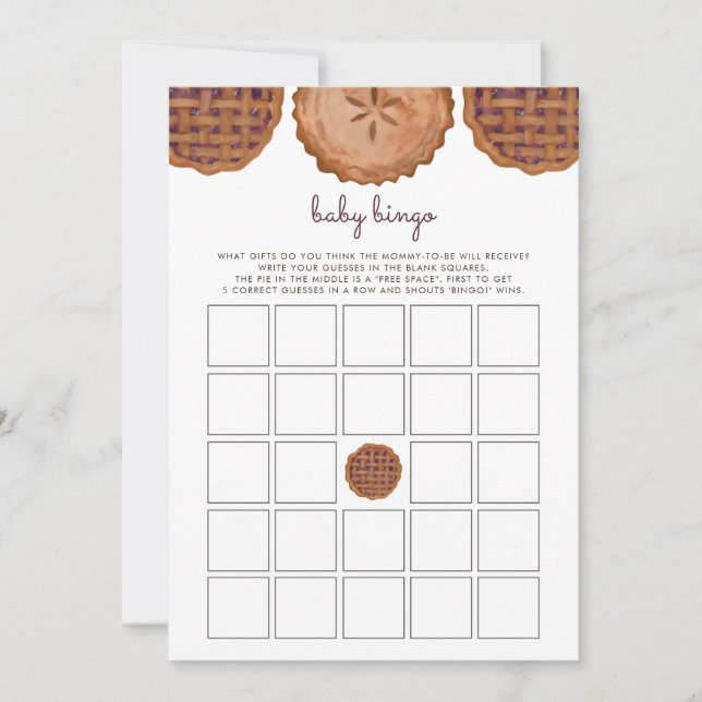Erntedank Süsse Pie Baby Bingo Baby Showspiel (Vorderseite)