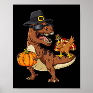 Erntedank T Rex Dabbing Türkei Spaß Jungs Mädchen Poster