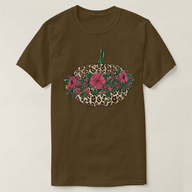 Erntedank T-Shirt, Happy Fall Yall Leopard Print P T-Shirt (Design vorne)