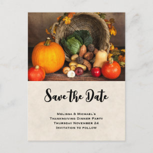 Erntedank Table Bountiful Harvest Save the Date Einladungspostkarte