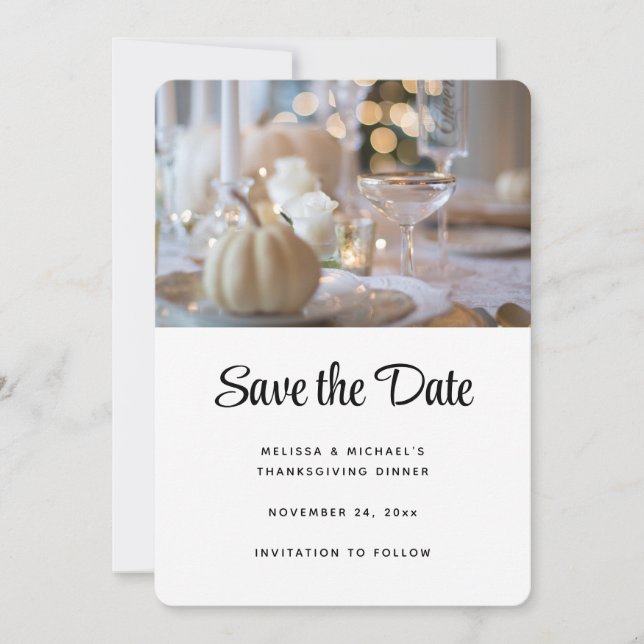 Erntedank Table Elegantes Place Setting-Foto Save The Date (Vorderseite)