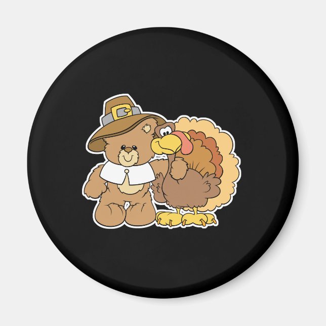 Erntedank Teddybär-Design Magnet (Vorne)