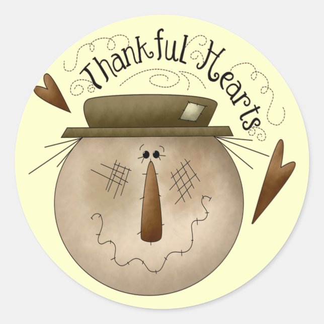 Erntedank Thankful Hearts Round Stickers (Vorderseite)