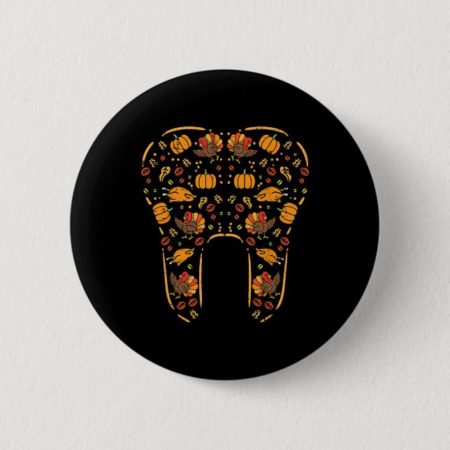Erntedank Tooth Niedlich Fall Zähne Zahnarzt Button (Vorderseite)