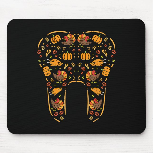 Erntedank Tooth Niedlich Fall Zähne Zahnarzt Mousepad (Vorne)