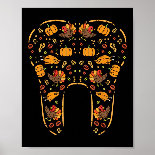 Erntedank Tooth Niedlich Fall Zähne Zahnarzt Poster (Vorne)