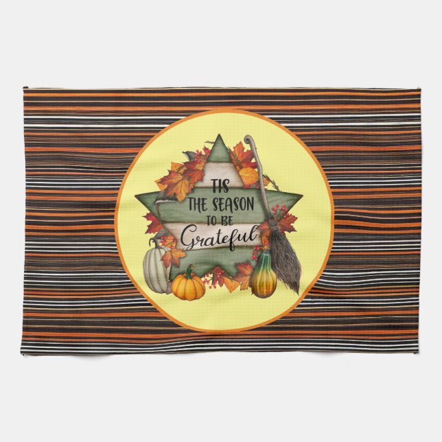Erntedank Trendy Schöne Herbstkollektion Geschirrtuch (Horizontal)