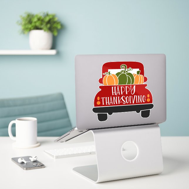 Erntedank Truck Aufkleber (Laptop auf Schreibtisch)
