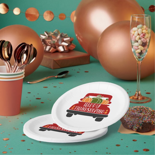 Erntedank Truck Pappteller (Multi)