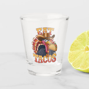 Erntedank Truthahn isst Tacos  Lustiger Mexikaner  Schnapsglas