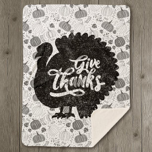 Erntedank Truthahn Thanksgiving Vintage Sherpadecke