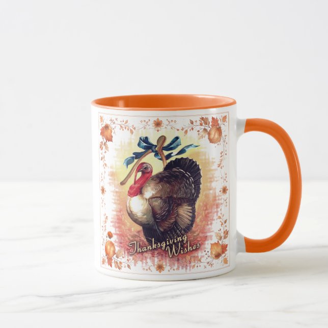 Erntedank Truthahn Wünsche Tasse (Rechts)