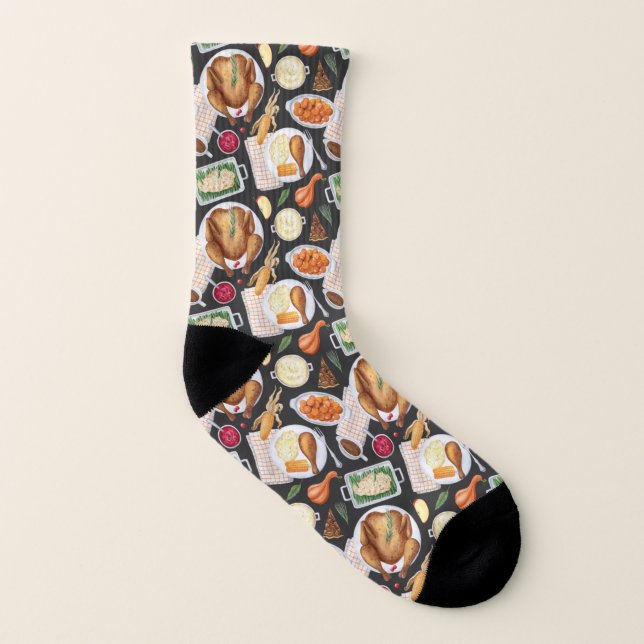 Erntedank Türkei Abendessen Socken (Links - Innen)
