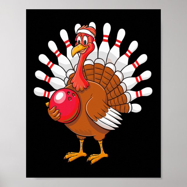 Erntedank Türkei Bowling Button Matching Team Poster (Vorne)