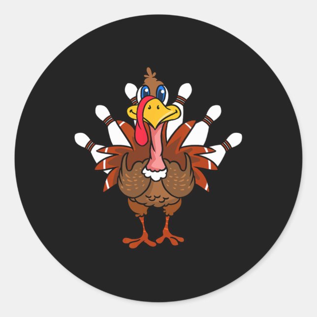 Erntedank Türkei Bowling Runder Aufkleber (Vorderseite)