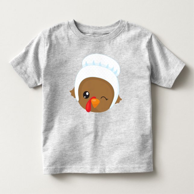 Erntedank Türkei, Braune Türkei, Pilgrim Bonnet Kleinkind T-shirt (Vorderseite)