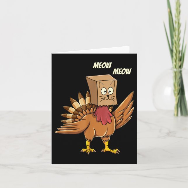 Erntedank Türkei Chat Meow Funny Men Danke Karte (Vorderseite)