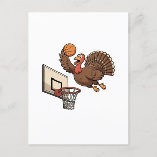 Erntedank Türkei Dunking Basketball Funny Ankündigungspostkarte