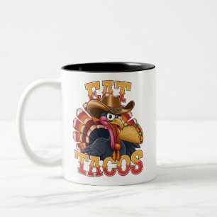 Erntedank Türkei Eat Tacos Funny mexikanisch Zweifarbige Tasse