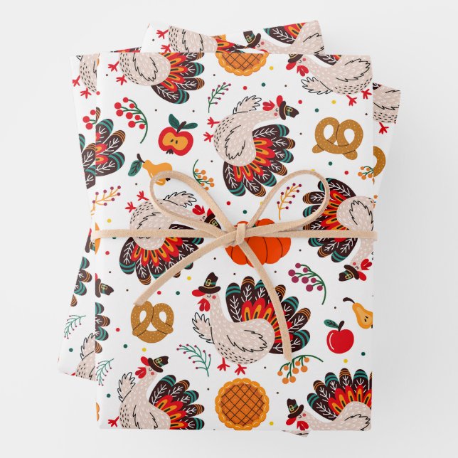 Erntedank Türkei, Ernte und Leckereien Geschenkpapier Set (Beispiel)