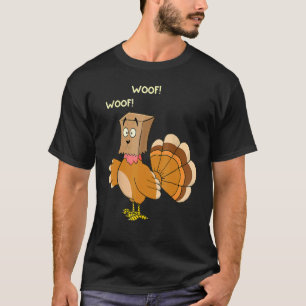 Erntedank Türkei Fake Dog WOOF Happy Thanksgivi T-Shirt