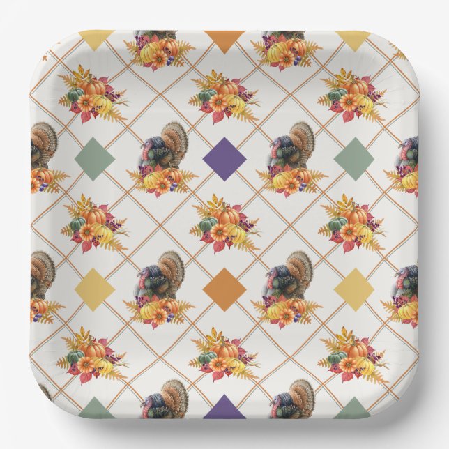 Erntedank Türkei Ferienpapierplatte Pappteller (Vorderseite)