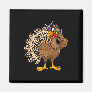 Erntedank Türkei Girl Leopard Print Autum Magnet