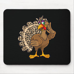 Erntedank Türkei Girl Leopard Print Autum Mousepad
