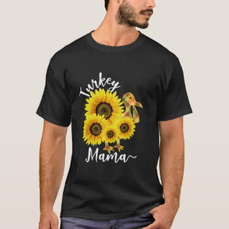 Erntedank Türkei Mama Kariert orange Sonnenblume T-Shirt