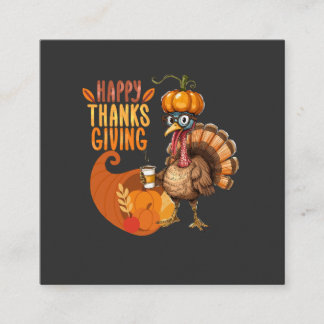 Erntedank Türkei mit Pumpkin Hat Quadratische Visitenkarte