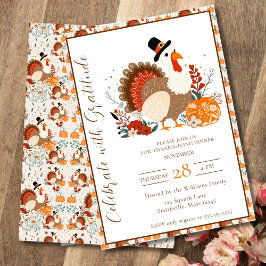 Erntedank Türkei mit Pumpkins, Herbst Einladung