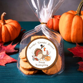 Erntedank Türkei mit Pumpkins und Herbst Verlassen Runder Aufkleber