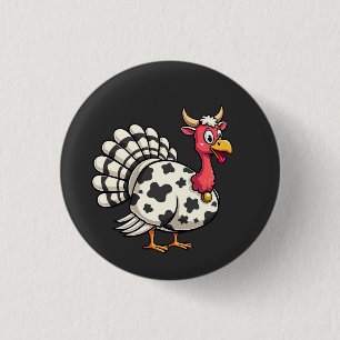 Erntedank Türkei Moo Cow Head Funny Fall Familie Button