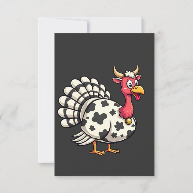 Erntedank Türkei Moo Cow Head Funny Fall Familie Dankeskarte (Vorderseite)