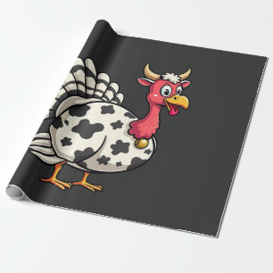 Erntedank Türkei Moo Cow Head Funny Fall Familie Geschenkpapier